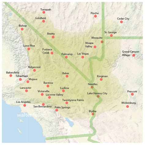 lv desert|mojave desert map with cities.